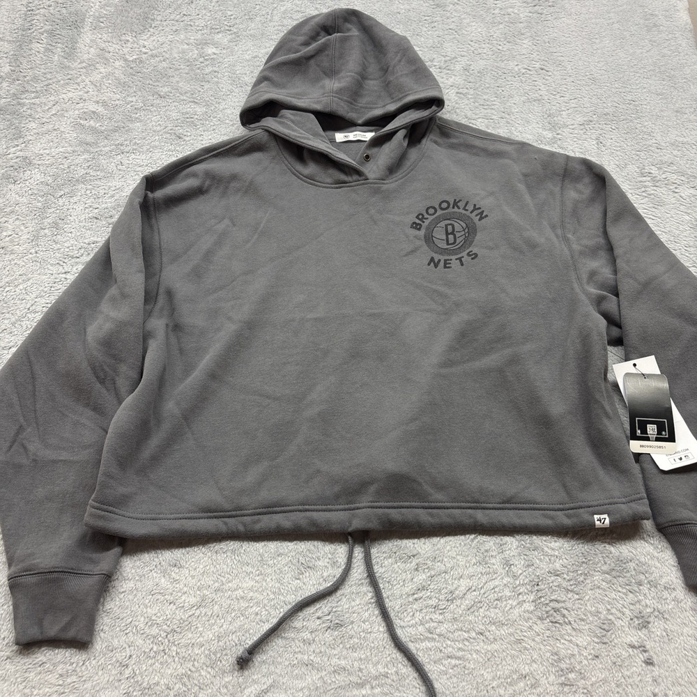Brooklyn Nets NBA Women's M Hoodie Drawstring Bottom Short Sweatshirt '47 Brand